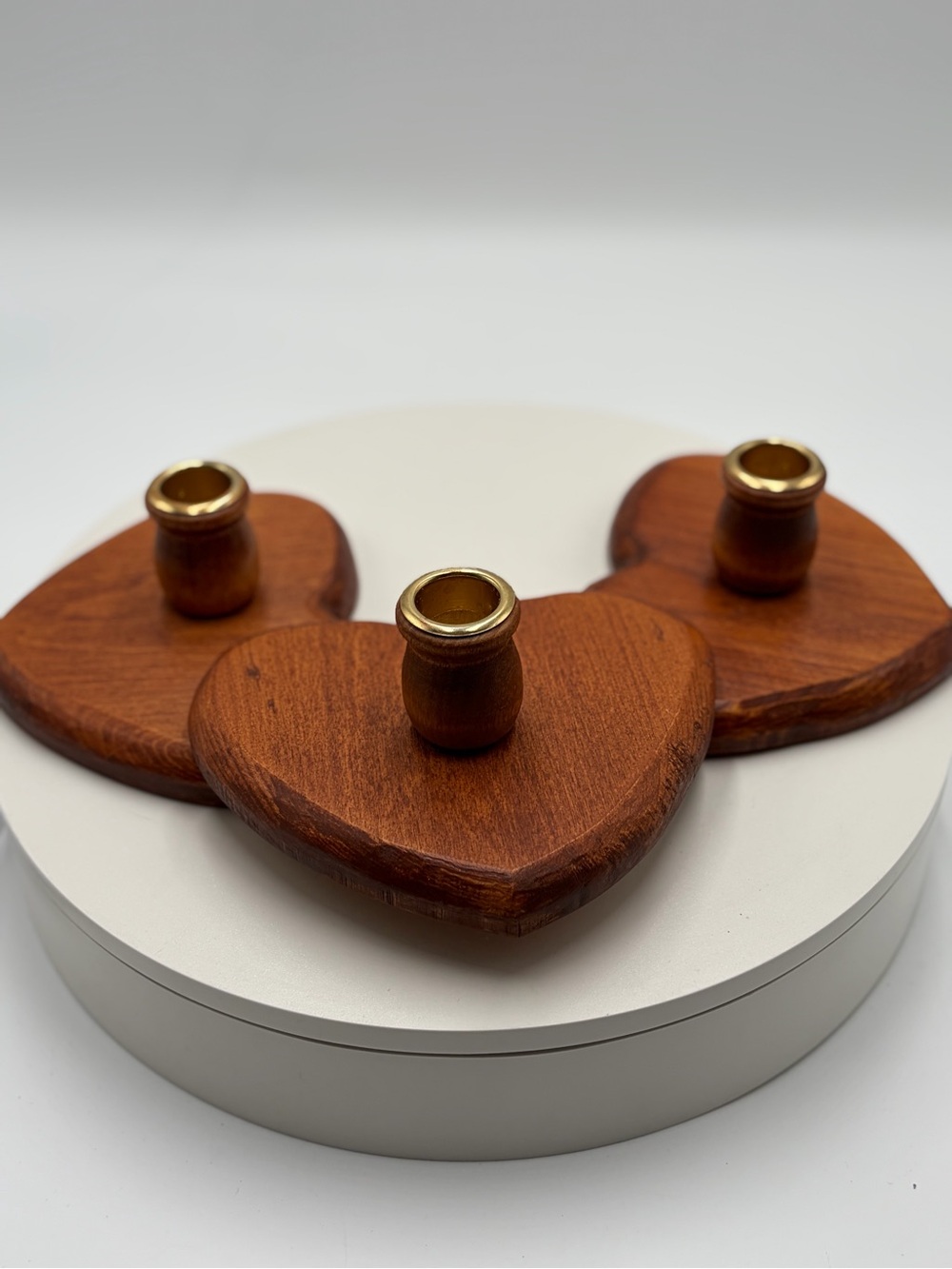 Wooden Heart Wall Candle Holder - Brown